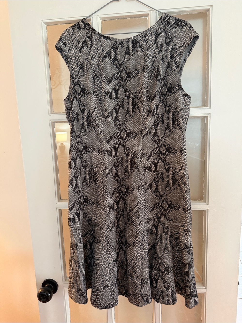 Ann Taylor Sleeveless Black and Gray Snake Print Dress